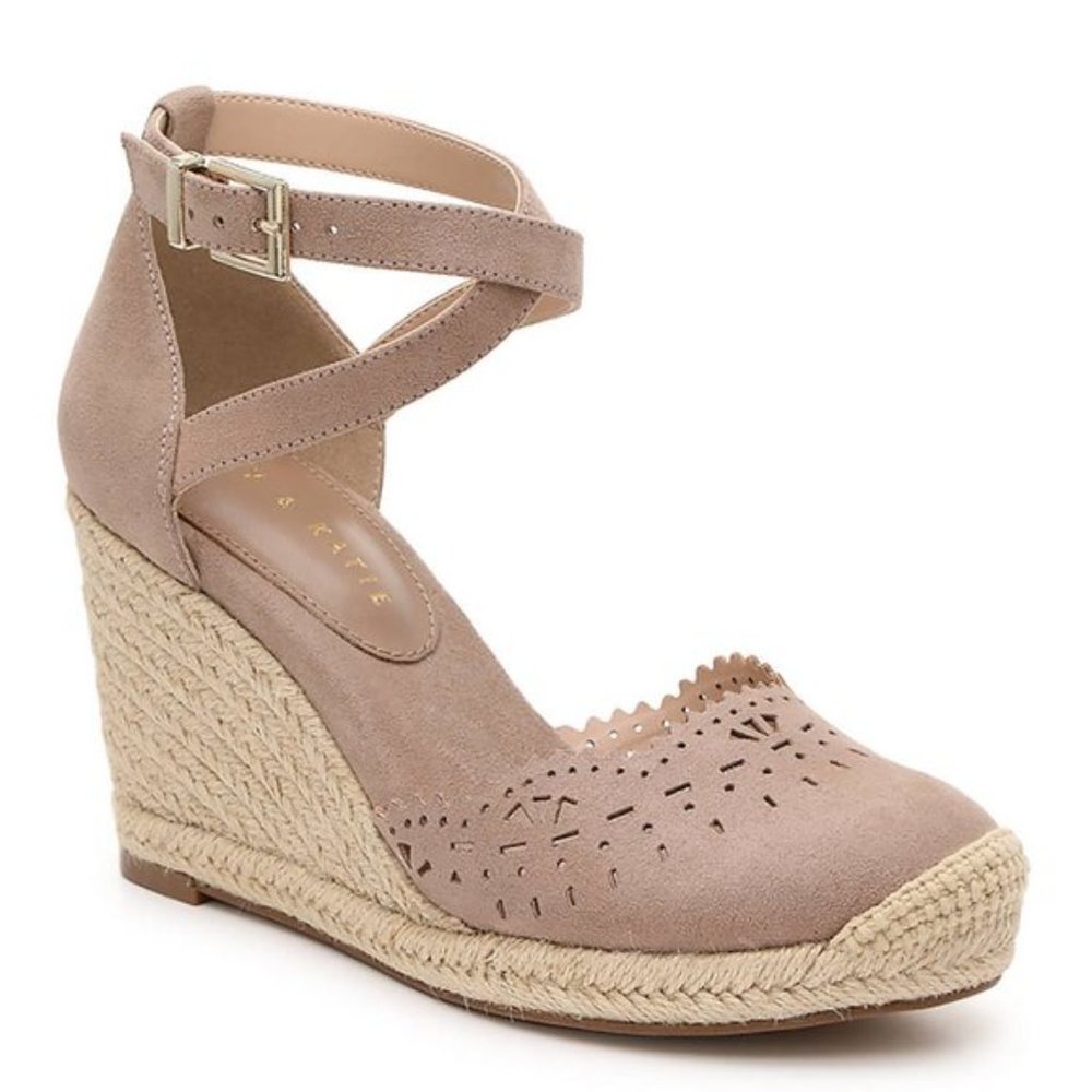 Kelly & Katie Size 10 Taupe Brown Adell Espadrille Sandal Wedges Heels